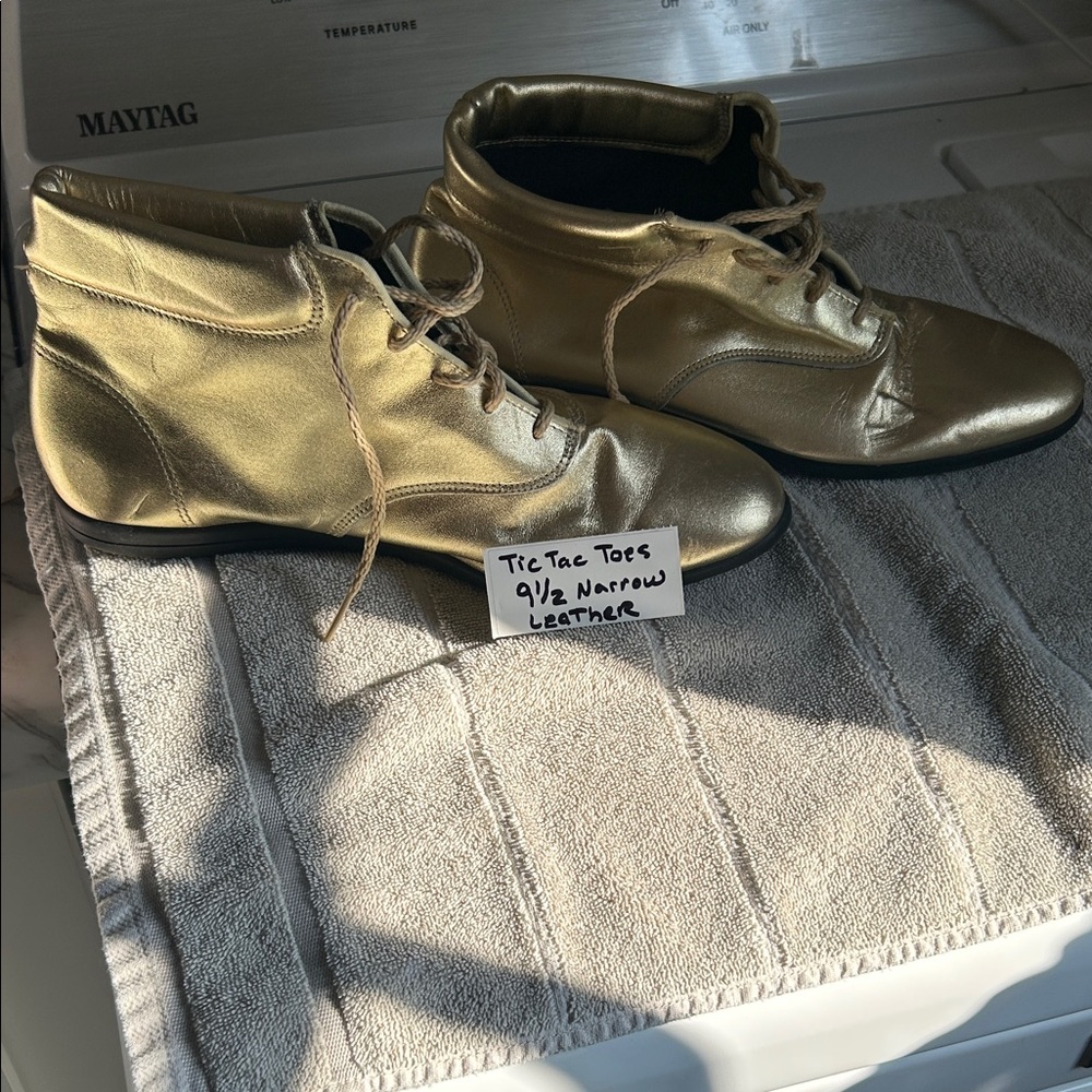 Gold Leather Ankle Boots